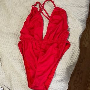 Red high waist one piece